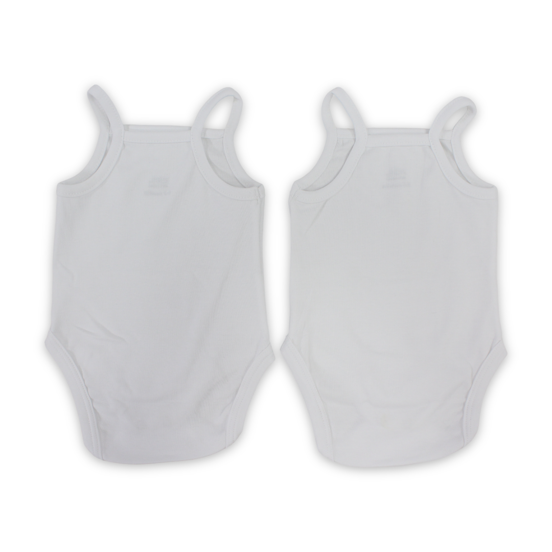 Baby Girls Cotton Sleeveless Bodysuit – White (Pack Of 2)