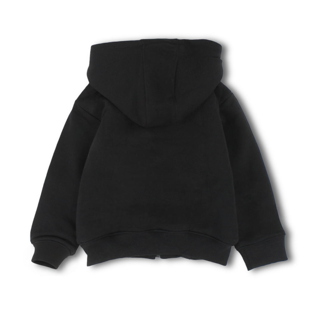 Unisex Cotton Fur-Lined Zip-Up Hoodie – Black