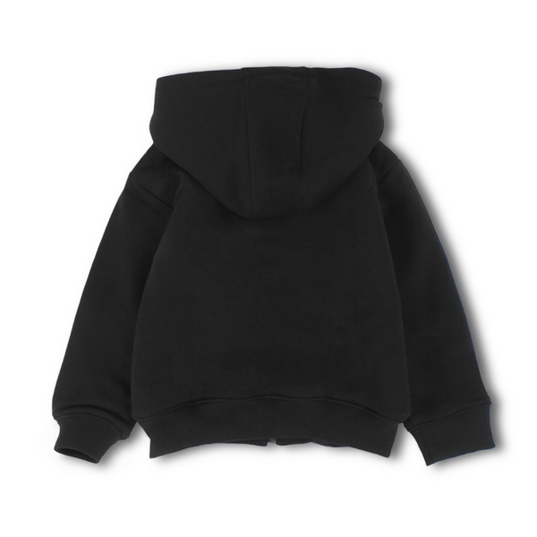 Unisex Cotton Fur-Lined Zip-Up Hoodie – Black