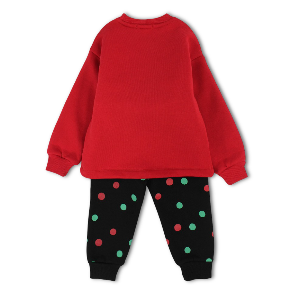 Boys Cotton Pajama Set – Red/Black with Reindeer Design