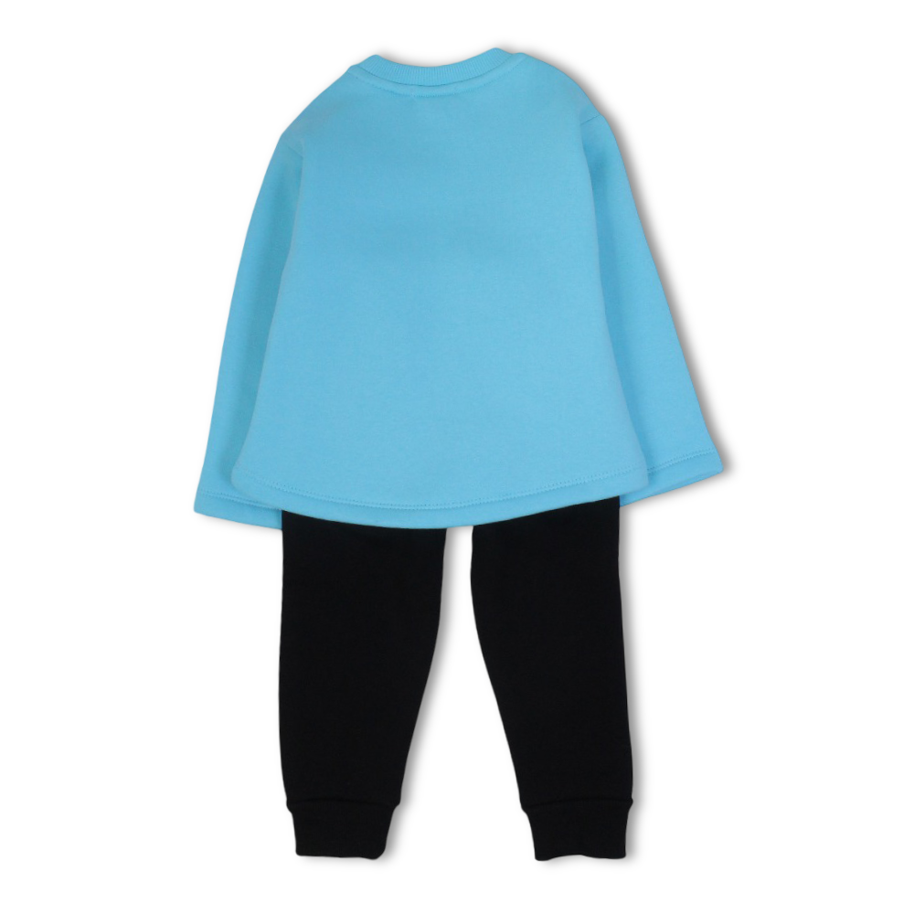 Girls Cotton Pajama Set – Aqua with “Laugh, Smile & Be Happy“ Print