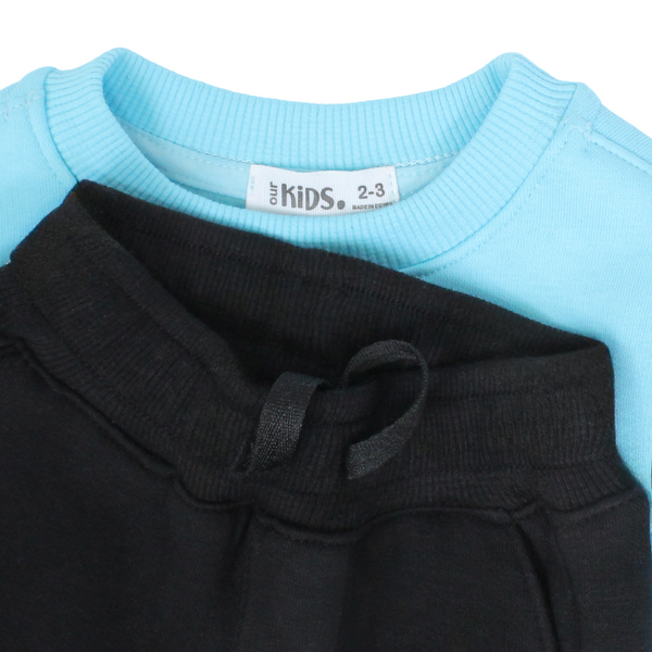 Girls Cotton Pajama Set – Aqua with “Laugh, Smile & Be Happy“ Print ( Fur lined )
