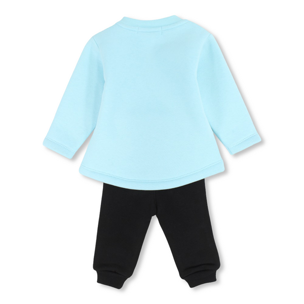 Baby Girls Cotton Pajama Set – Aqua/Black with “Laugh, Smile & Be Happy” Giraffe Design