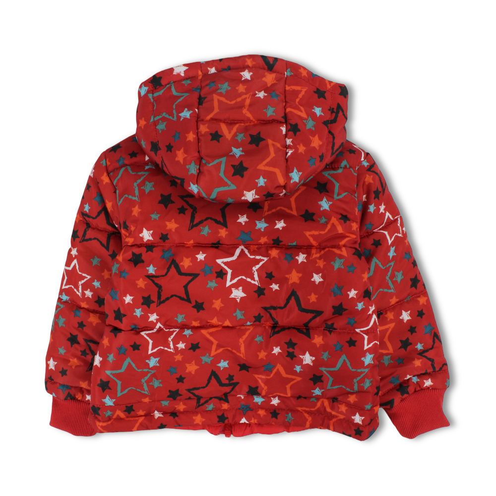 Unisex Waterproof Jacket – Red with Stars Print