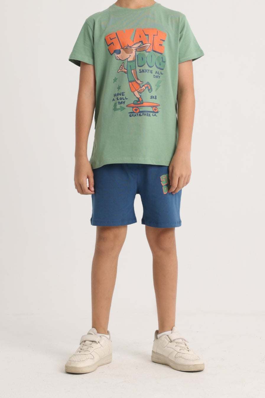 Boys Olive "Skate Dog" Pajama Set