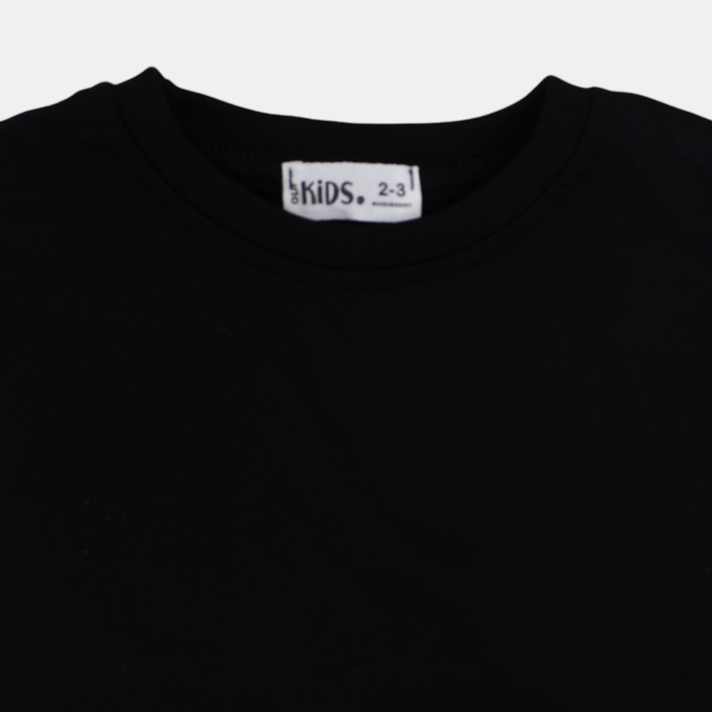 Unisex Kids Black Oversized T-Shirt – Cotton