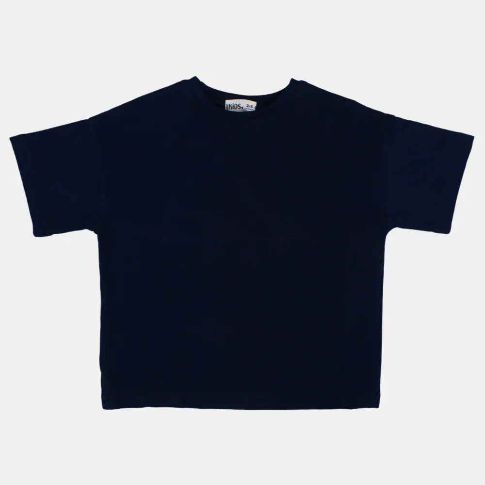 Unisex Kids' Navy Oversized T-Shirt – Cotton
