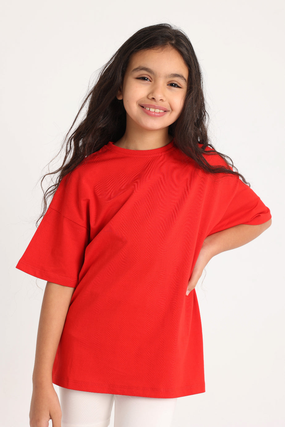 Unisex Kids' Red Oversized T-Shirt – Cotton