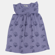 Girls Cotton Sleeveless Nightgown – Purple with Sheep Design