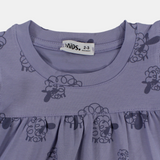 Girls Cotton Sleeveless Nightgown – Purple with Sheep Design