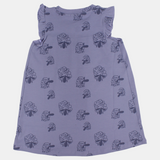 Girls Cotton Sleeveless Nightgown – Purple with Sheep Design