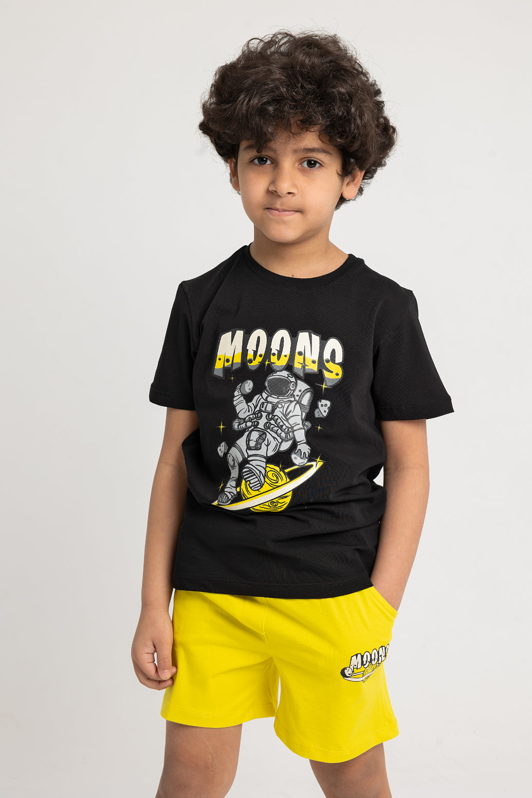 Boys "MOONS" Short-Sleeved Pajama Set – Black