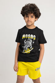 Boys "MOONS" Short-Sleeved Pajama Set – Black