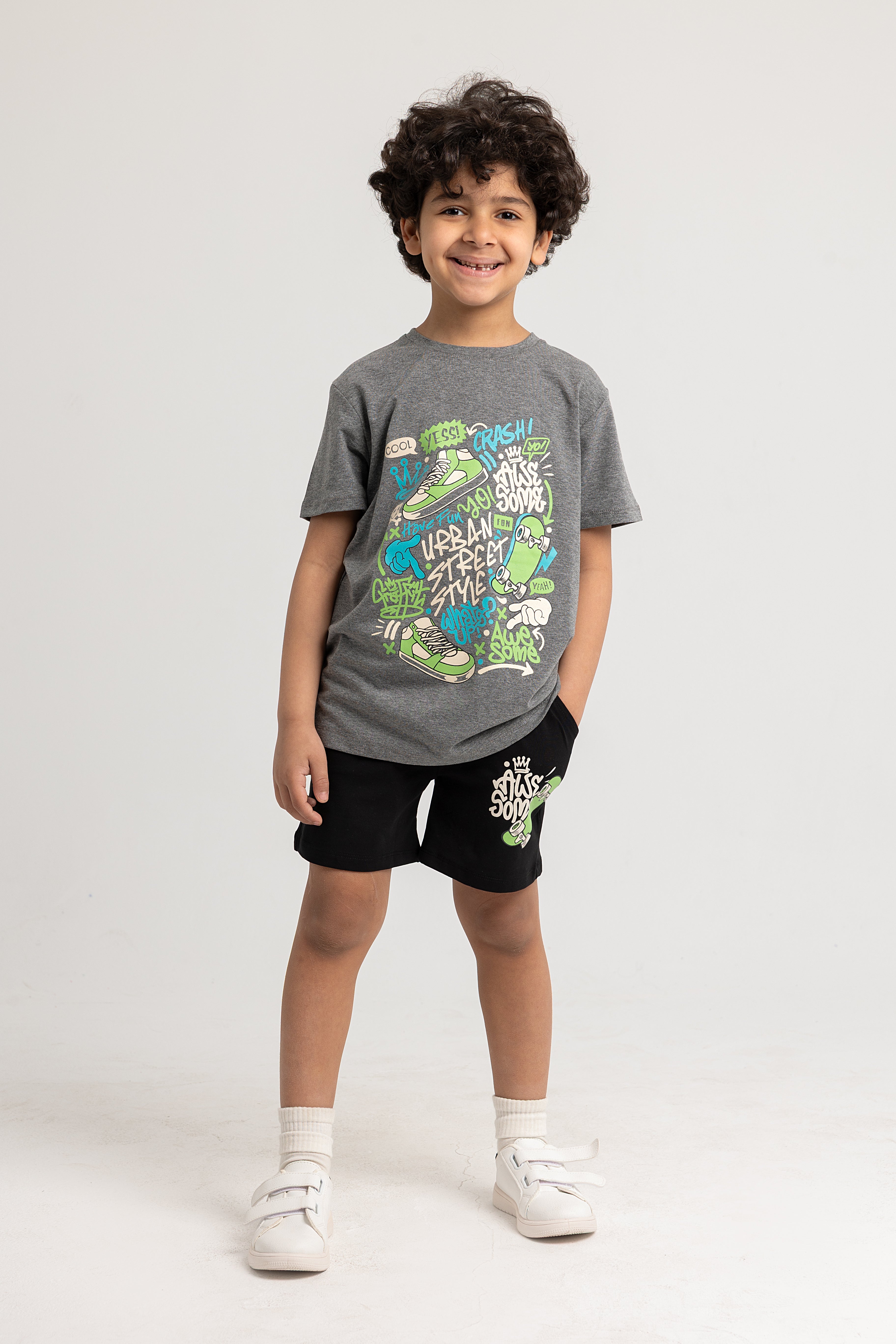 Boys Cotton Pajama Set – Grey