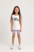 Girls Cotton Pajama Set – Off-White with "BAAA! BAAA!" Print