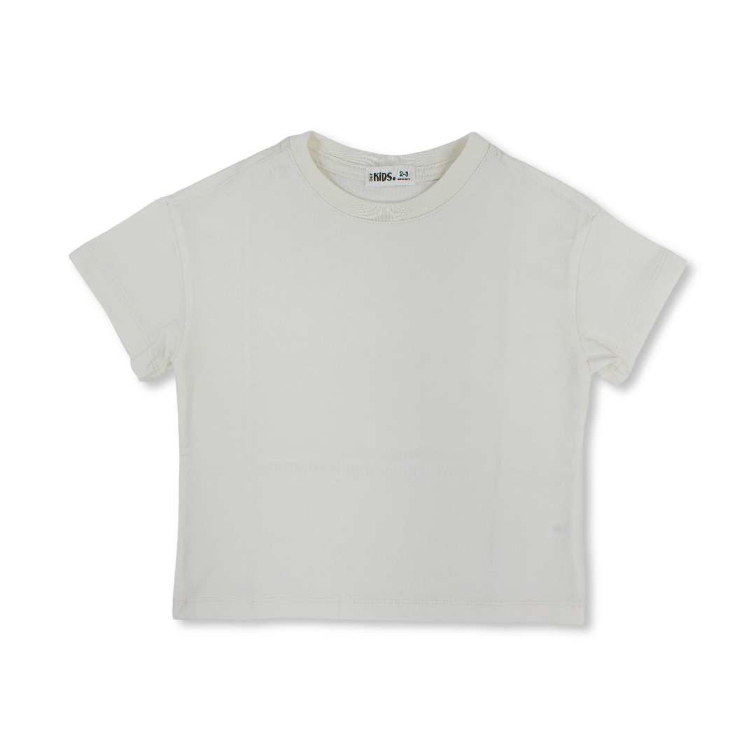 Unisex Kids Basic Oversized Short Sleeve T-Shirt – Off-White