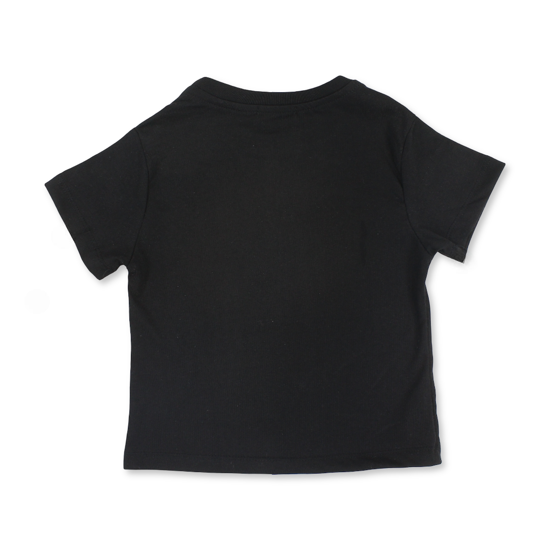 Unisex Kids Cotton Basic Black Regular Fit Short Sleeve T-Shirt