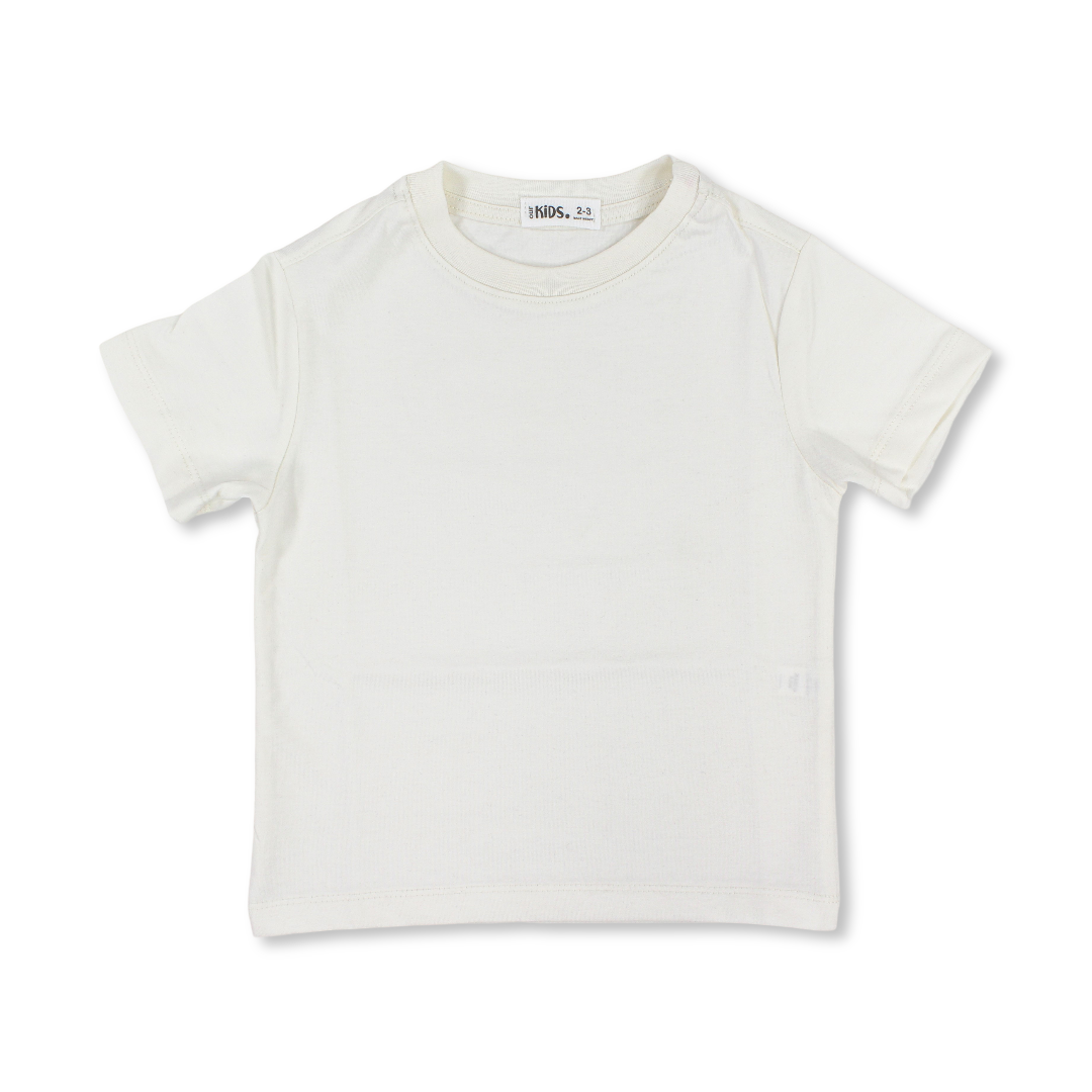 Unisex Kids Basic Regular Fit Short Sleeve T-Shirt – Off-White - Clothing - Ourkids