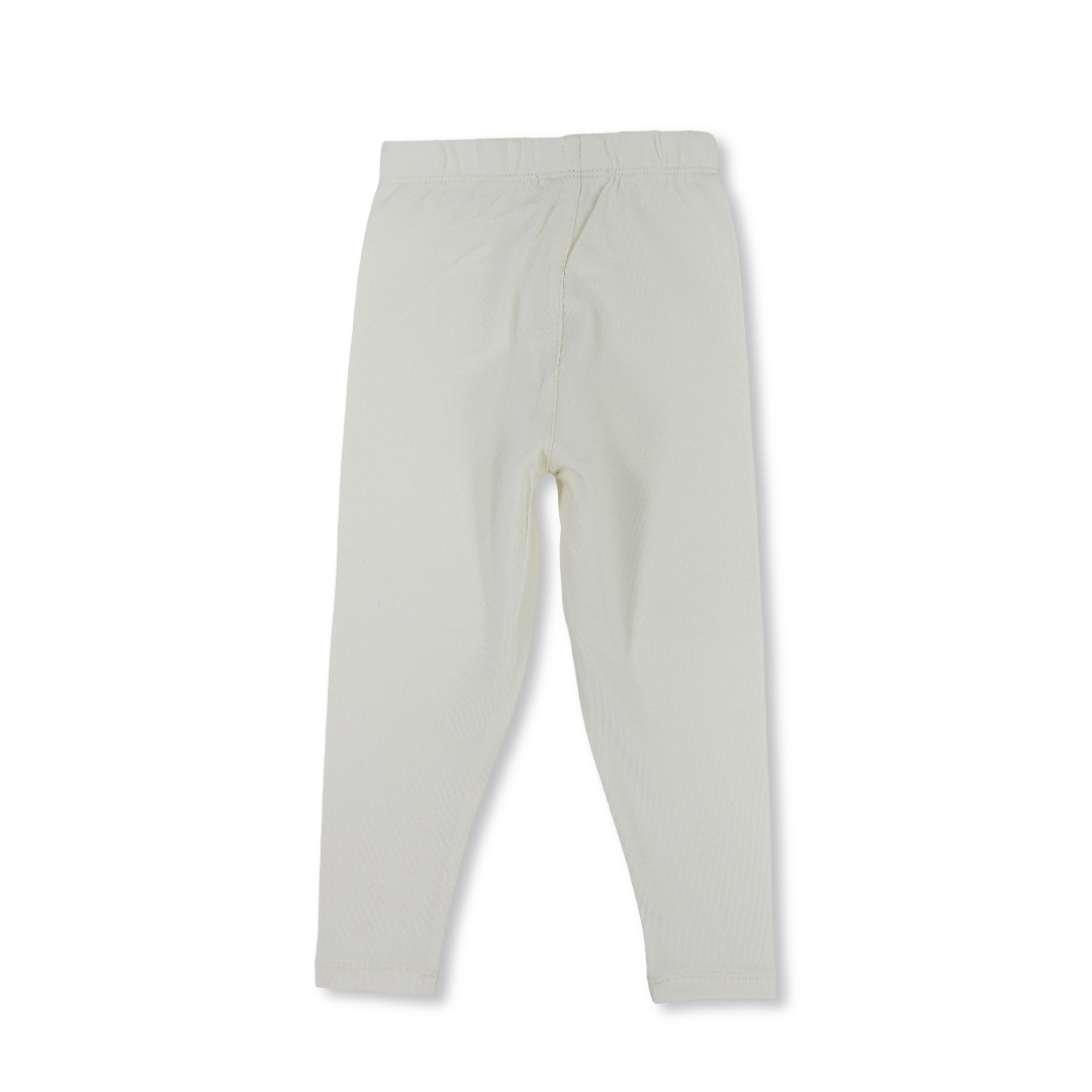 Girls Cotton Leggings – Off-White Polka Dot