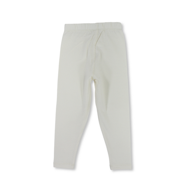 Girls Cotton Leggings – Off-White Polka Dot