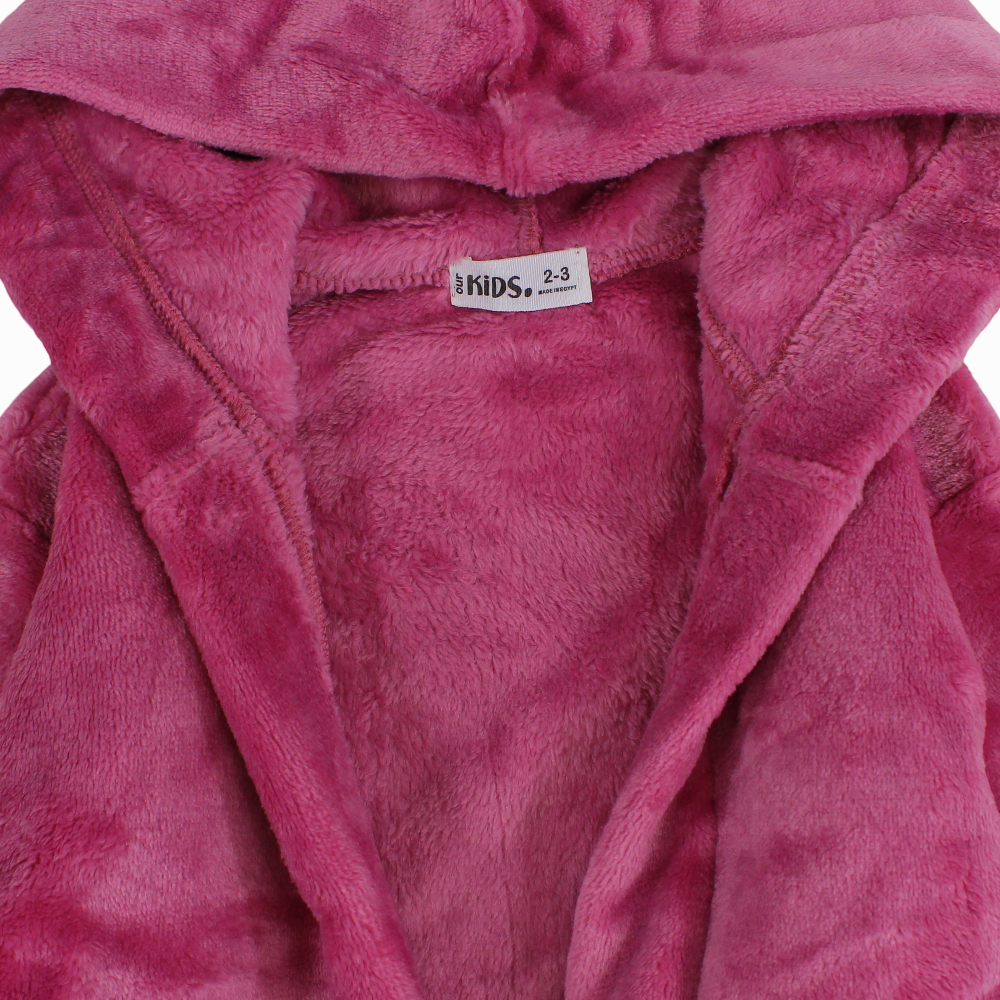 Girls Velvet Robe – Dustypink with "Love Be Kind" Design