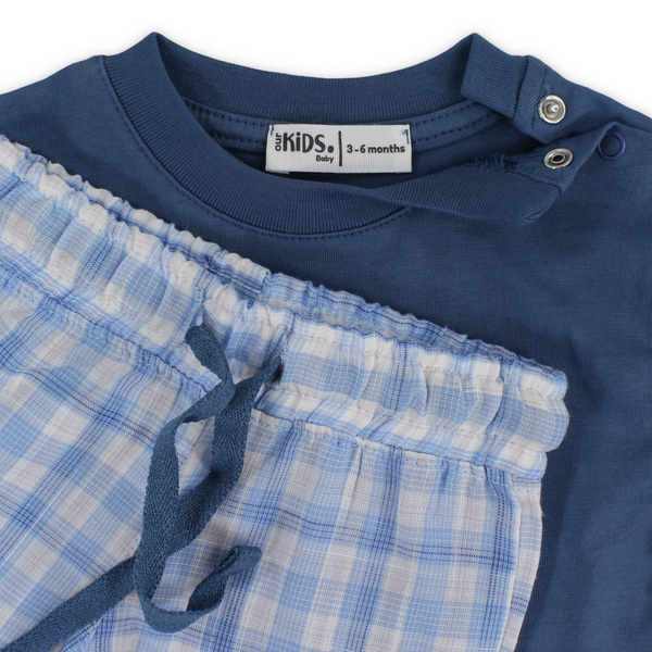 Baby Boys Cotton Pajama Set – Indigo with Beep Beep Print
