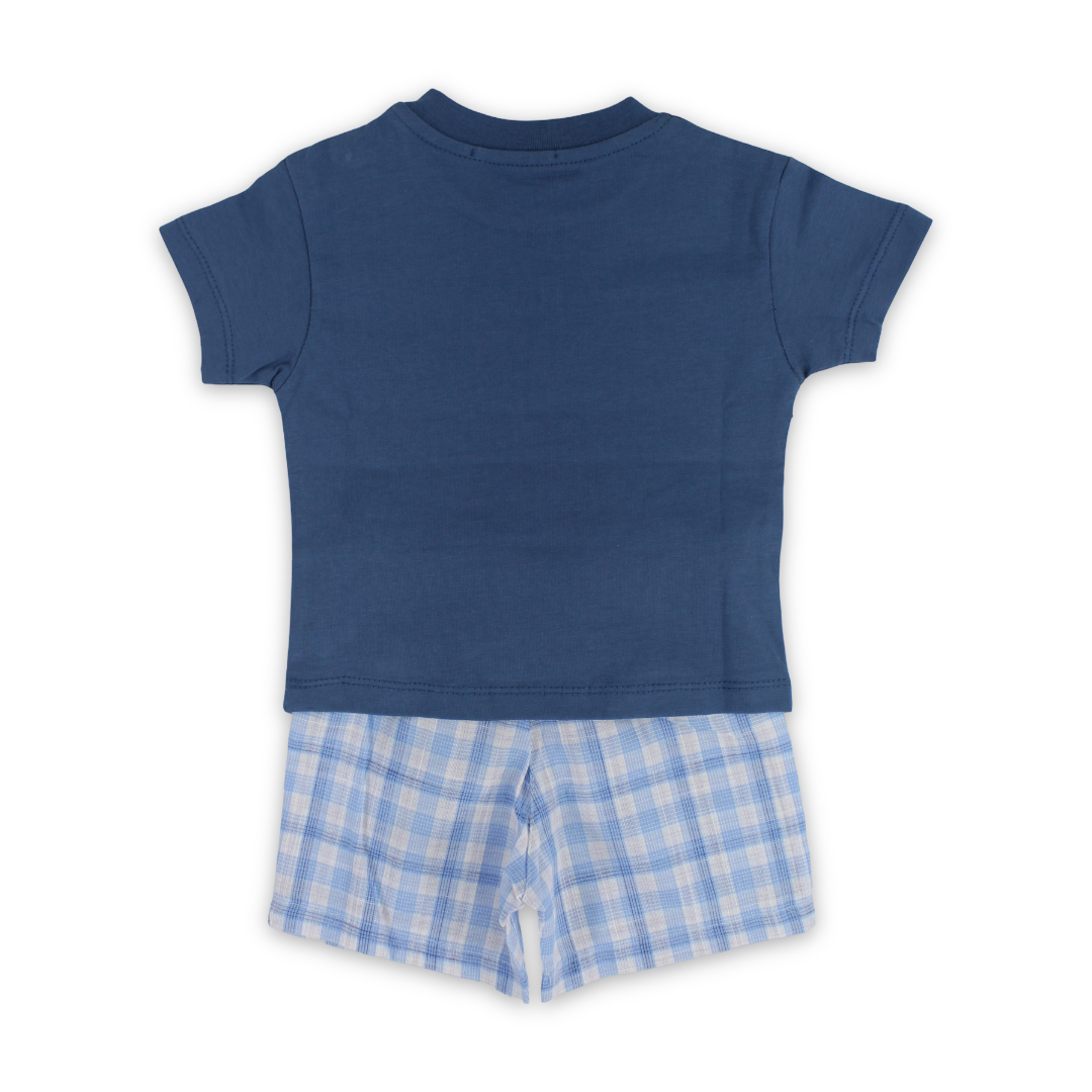 Baby Boys Cotton Pajama Set – Indigo with Beep Beep Print