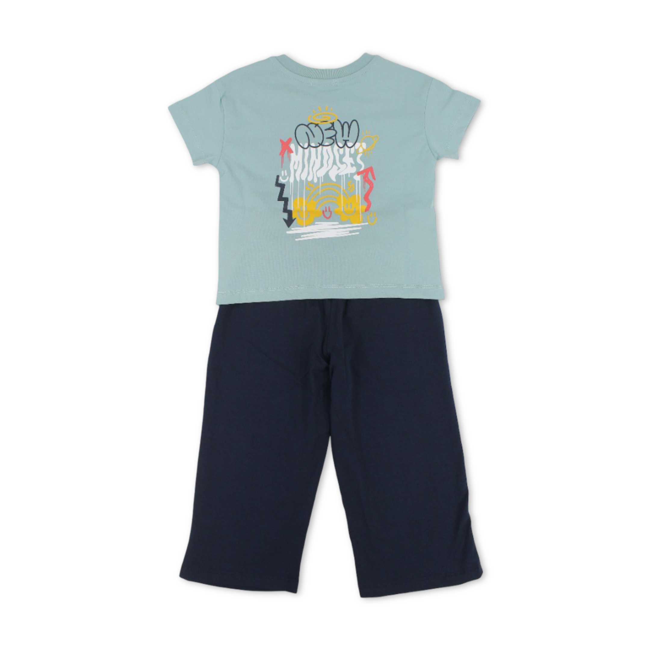 Boys Cotton Pajama – Mint with "New Mindset" Print