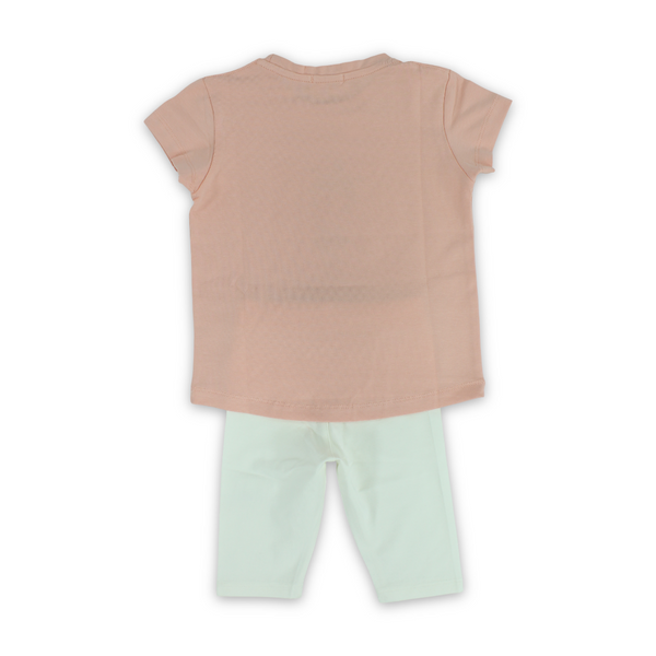 Girls Cotton Pajama Set – Salmon with Princess Print