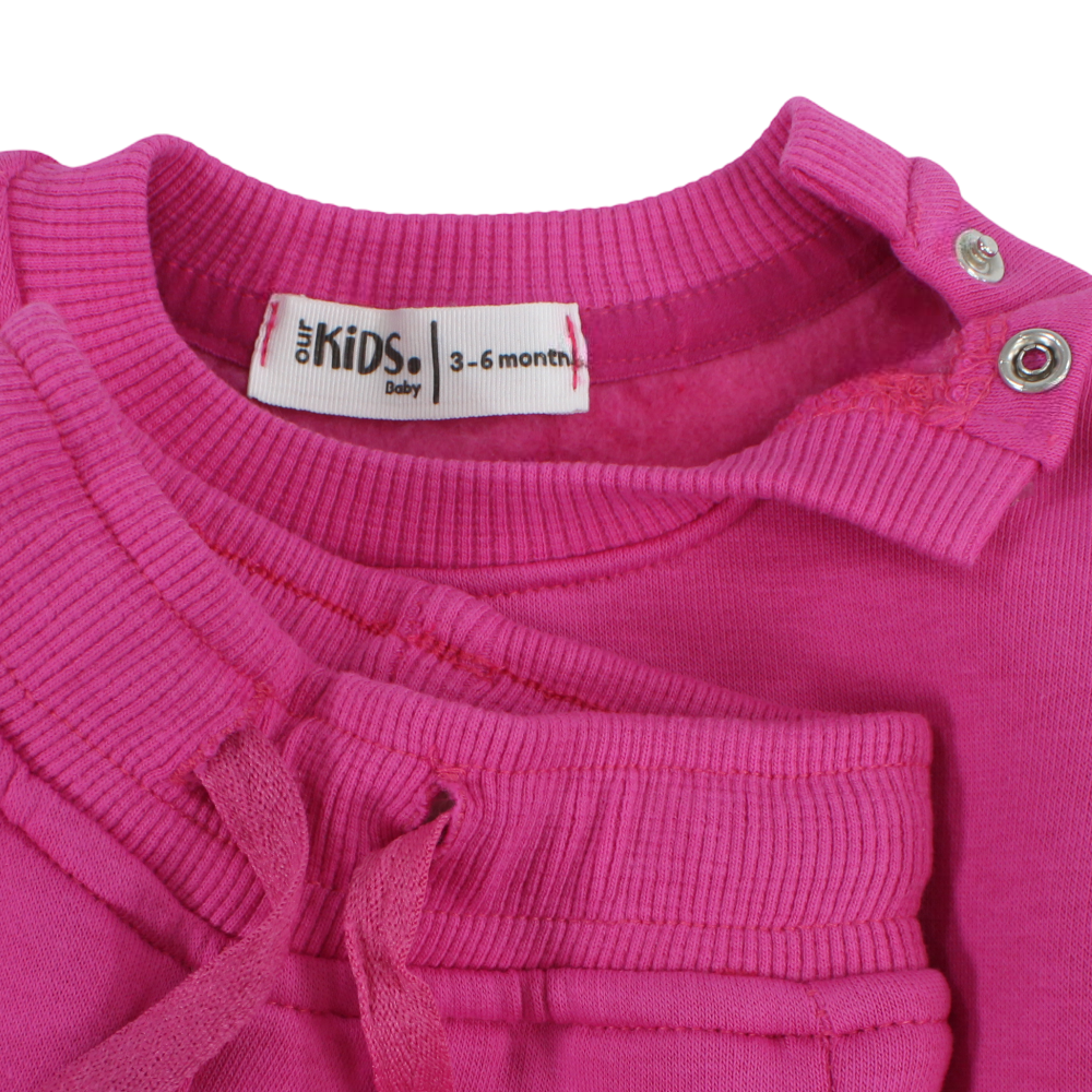 Baby Girls Cotton Pajama Set – Fuchsia with Cupcake Print