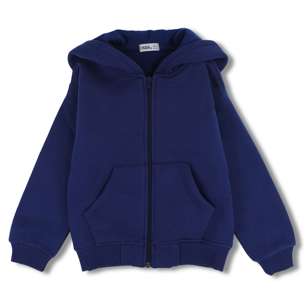 Unisex Long-Sleeved Zip-Up Hoodie – Navy