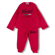 Girls Cotton Pajama Set – Fuchsia with "Princess" Print