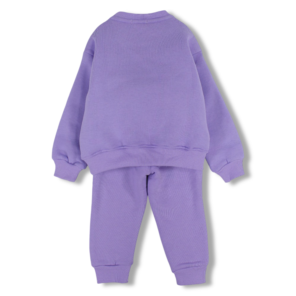 Girls Cotton Pajama Set – Purple with Penguin Print