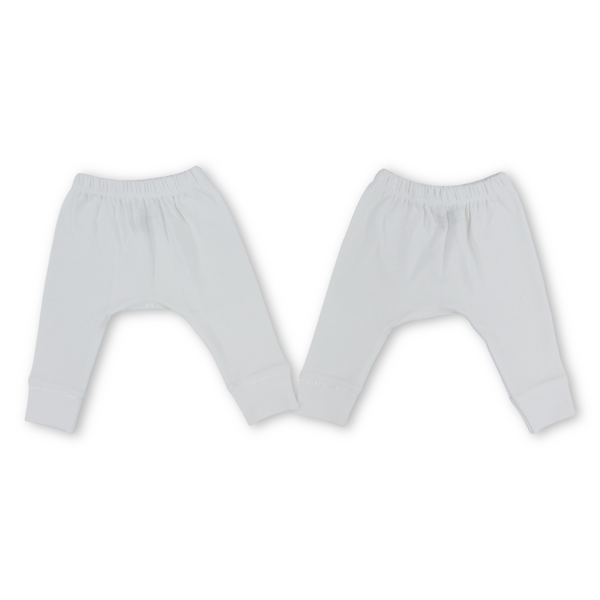 Unisex Baby Cotton Pants – White (Pack Of 2)