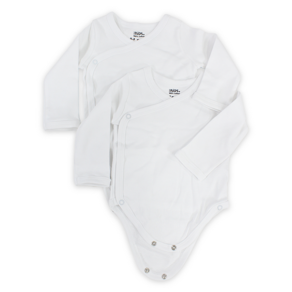 Unisex Baby 2-Pack Newborn Wrapover Long-Sleeve Bodysuits – White