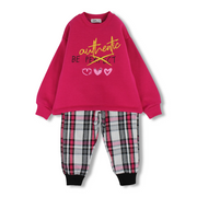 Girls Cotton Pajama Set – Fuchsia with “Be Authentic” Print