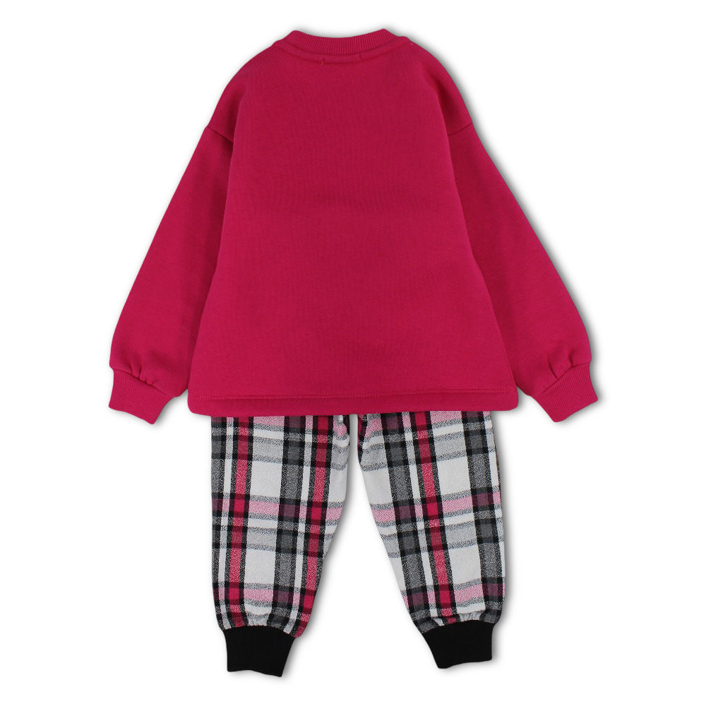 Girls Cotton Pajama Set – Fuchsia with “Be Authentic” Print