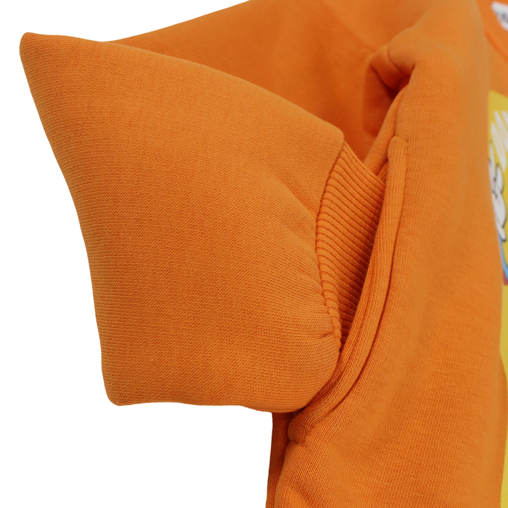 Boys Cotton Pajama Set – Orange/Navy with “Don’t Worry” Print