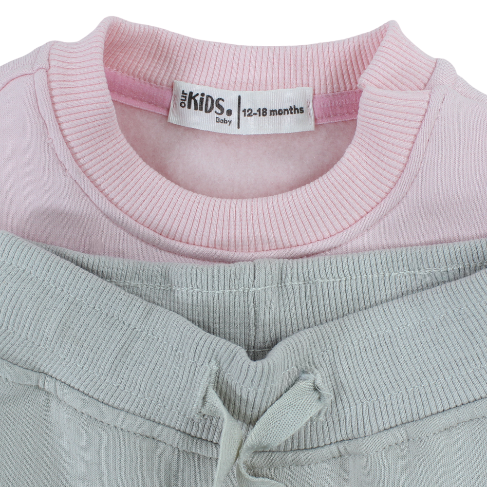Baby Girls Cotton Pajama Set – Pink/Grey with Owl Print