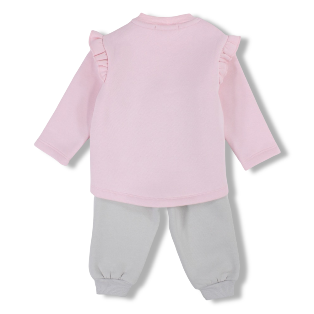 Baby Girls Cotton Pajama Set – Pink/Grey with Owl Print