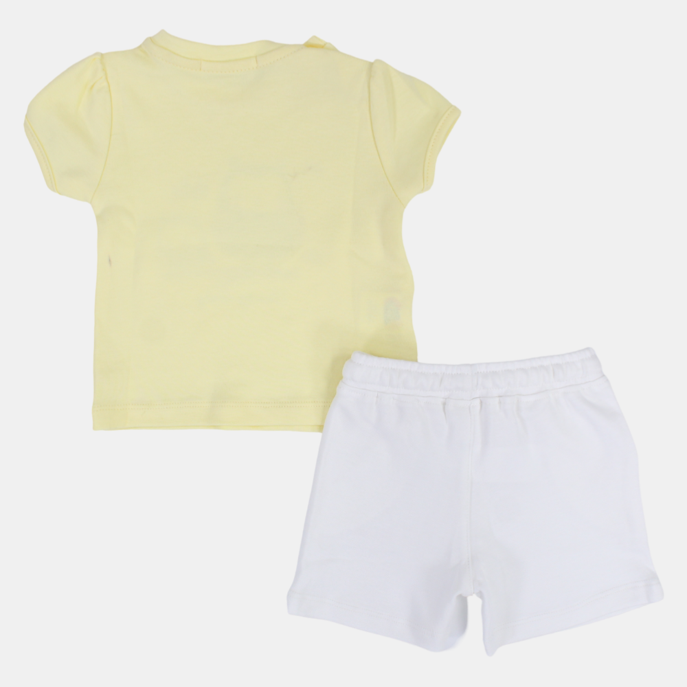 Baby Girls Cotton Pajama Set – Yellow with Owls & "I Love My Mommy" Print
