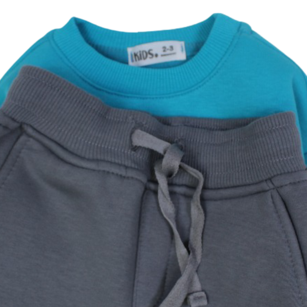 Boys Cotton Pajama Set – Turquoise with Dino Print