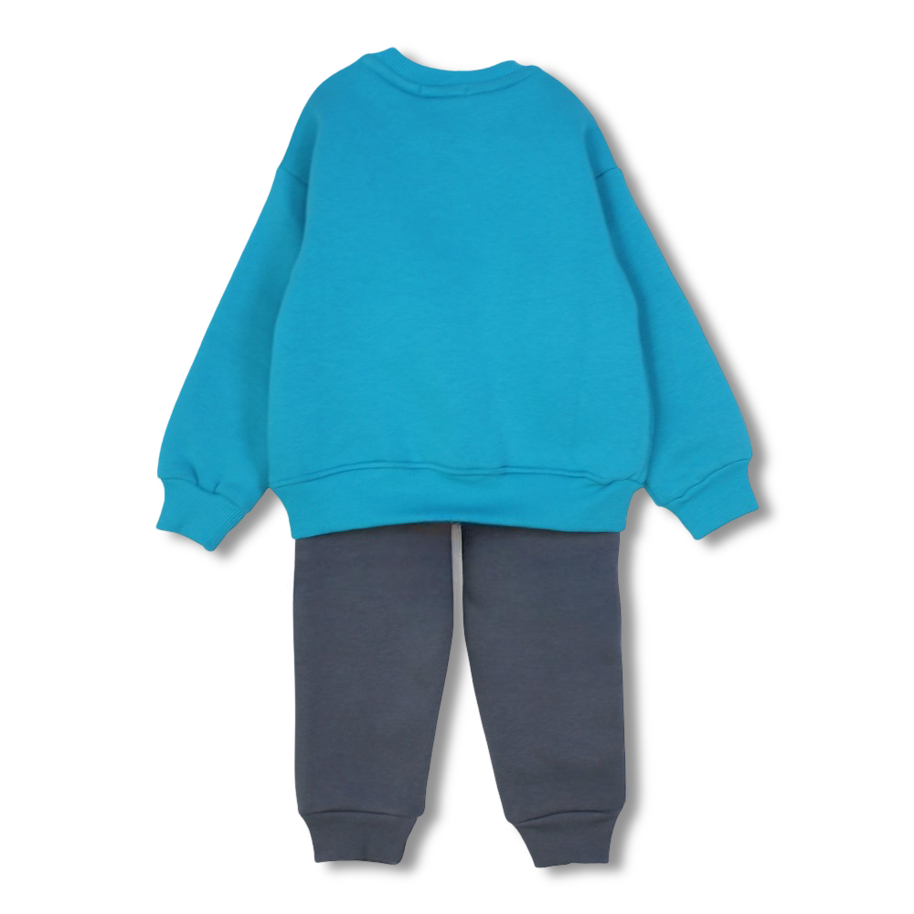 Boys Cotton Pajama Set – Turquoise with Dino Print