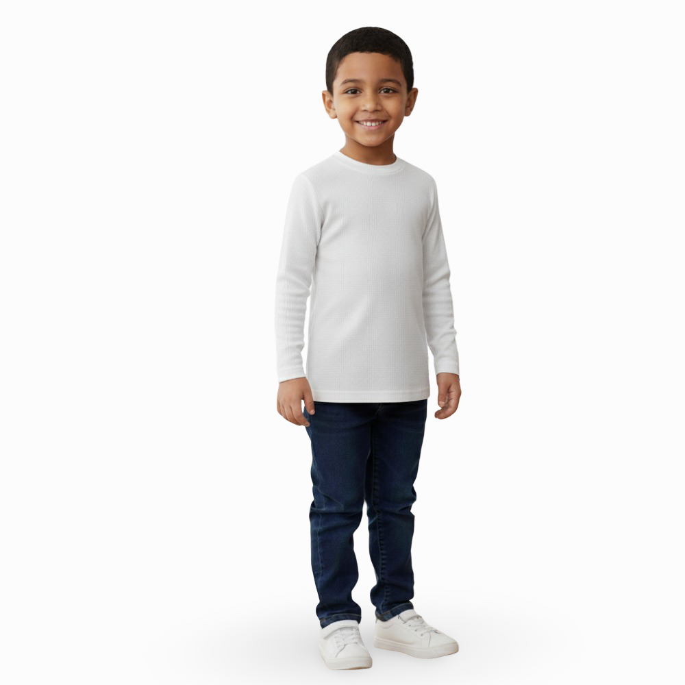 Unisex Ribbed Long-Sleeved Thermal Top – White (Pack of 2)