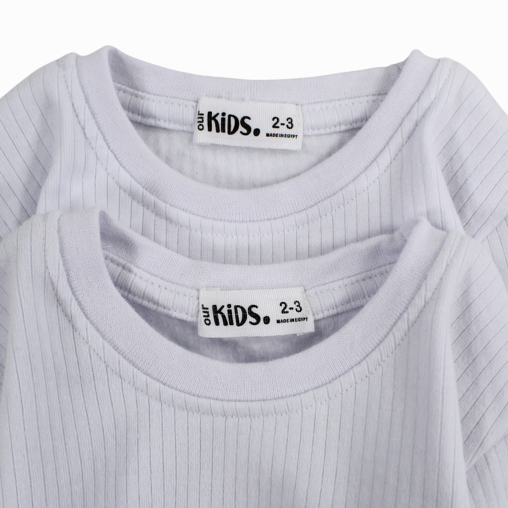 Unisex Ribbed Long-Sleeved Thermal Top – White (Pack of 2)