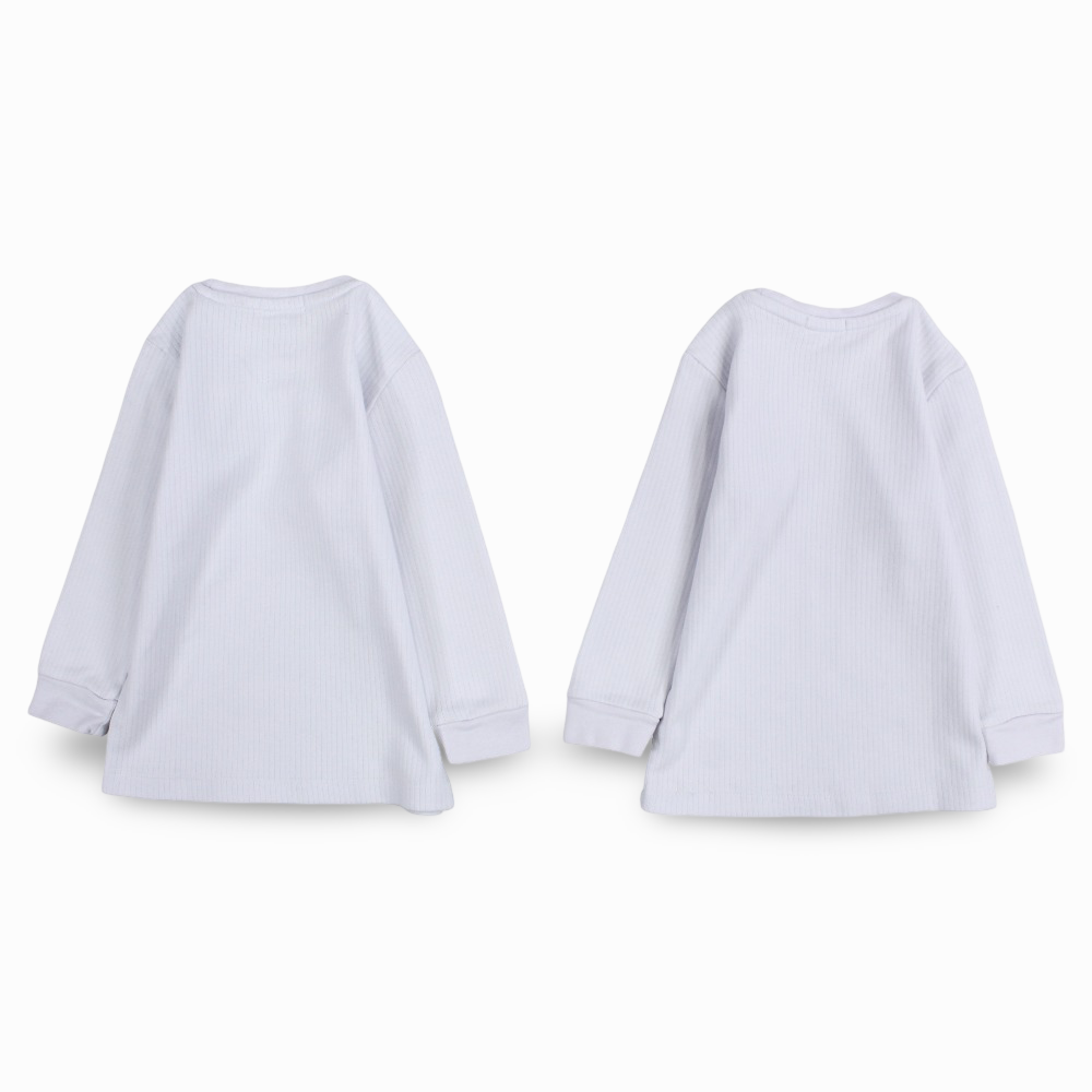 Unisex Ribbed Long-Sleeved Thermal Top – White (Pack of 2)