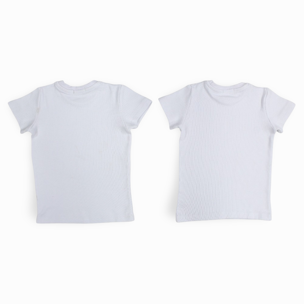 Unisex Ribbed Short-Sleeved Thermal Top – White (Pack of 2)