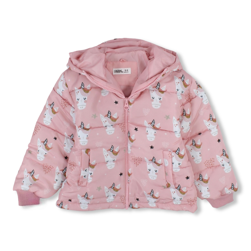 Girls Waterproof Jacket – Pink with Unicorn Print - Clothing - Ourkids
