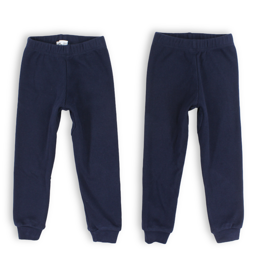Unisex Cotton Ribbed Thermal Pants – Navy (Pack Of 2)