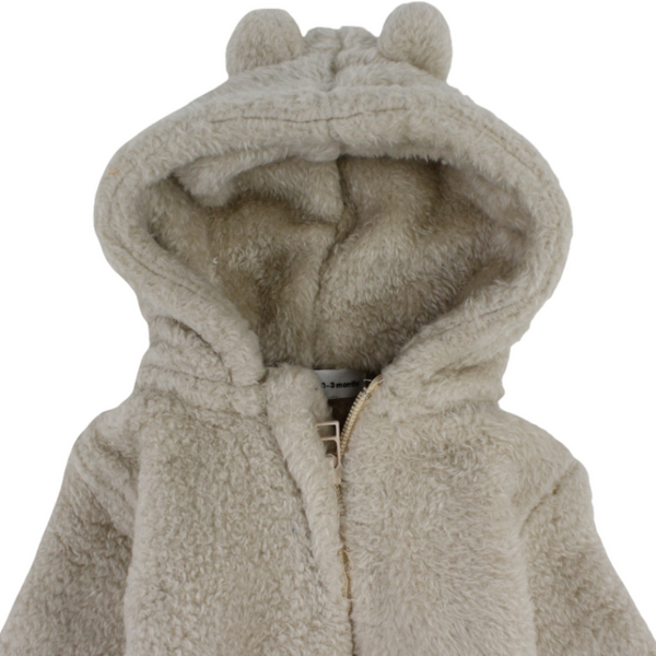 Unisex Baby Fleece Hooded Baby Footie – Beige